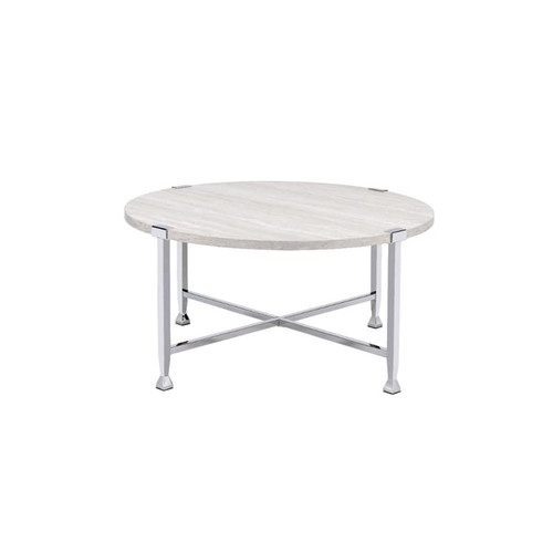 Acme Furniture Brecon White Oak Chrome Coffee Table