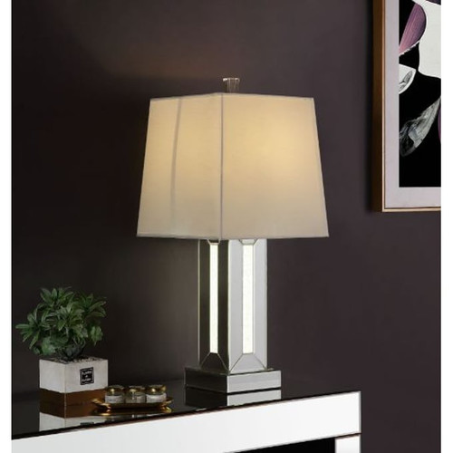 Acme Furniture Noralie Mirrored Glass Square Table Lamp