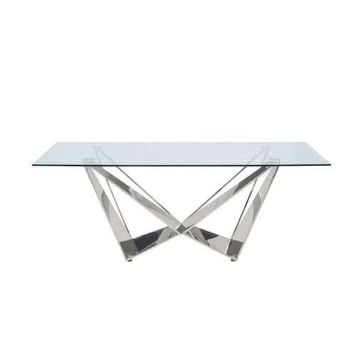 Acme Furniture Dekel Clear Stainless Steel Dining Table