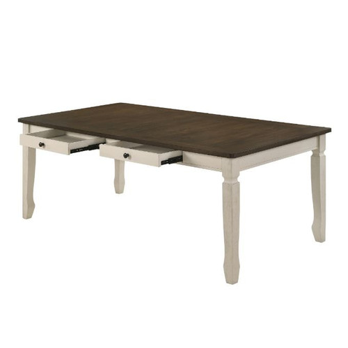 Acme Furniture Fedele Weathered Oak Cream Dining Table