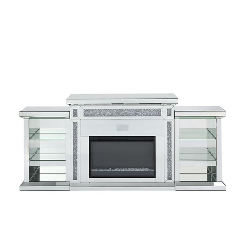 Acme Furniture Noralie Mirrored Bluetooth Fireplace