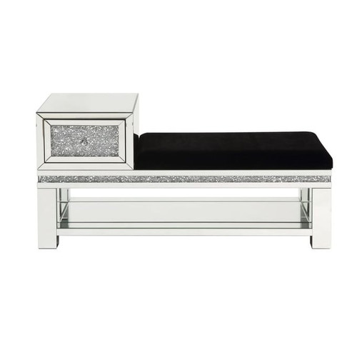 Acme Furniture Noralie Mirrored Storage Drawer Bench