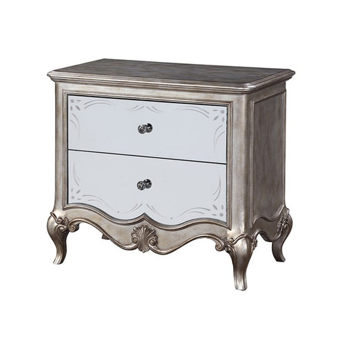 Acme Furniture Esteban Antique Champagne Two Drawers Nightstand