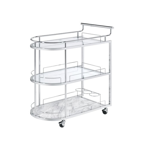 Acme Furniture Inyo Clear Chrome Serving Cart