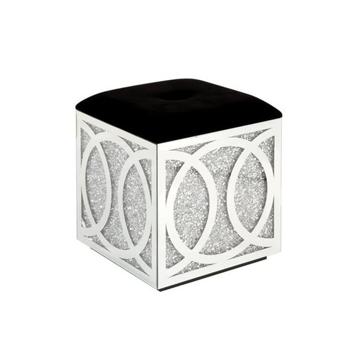 Acme Furniture Noralie Tufted Mirrored Ottoman