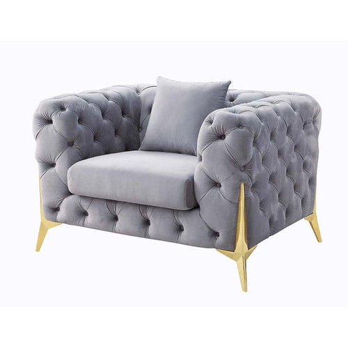 Acme Furniture Jelanea Gray Gold Chair with Pillow