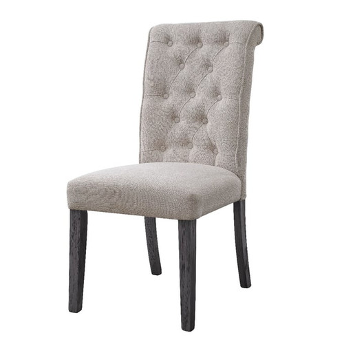 2 Acme Furniture Yabeina Beige Gray Side Chairs