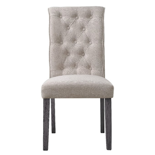 2 Acme Furniture Yabeina Beige Gray Side Chairs