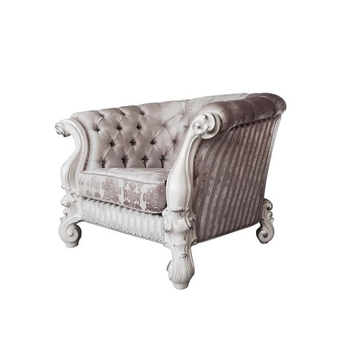 Acme Furniture Versailles Ivory Bone White Chair with Pillows