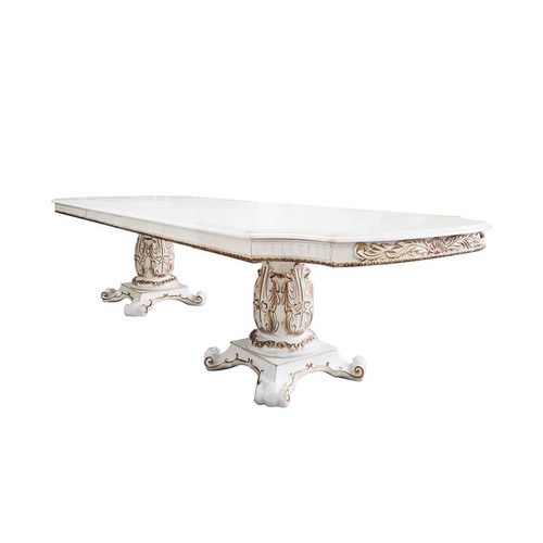 Acme Furniture Vendome Antique Pearl Double Pedestal Dining Table
