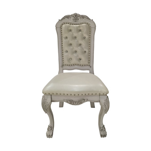 2 Acme Furniture Dresden Bone White Button Tufted Side Chairs