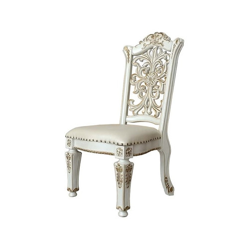 2 Acme Furniture Vendome Antique Pearl PU Side Chairs