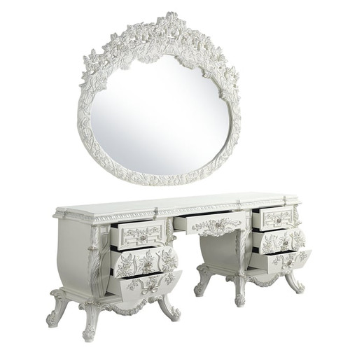 Acme Furniture Vanaheim Antique White Wood Mirror
