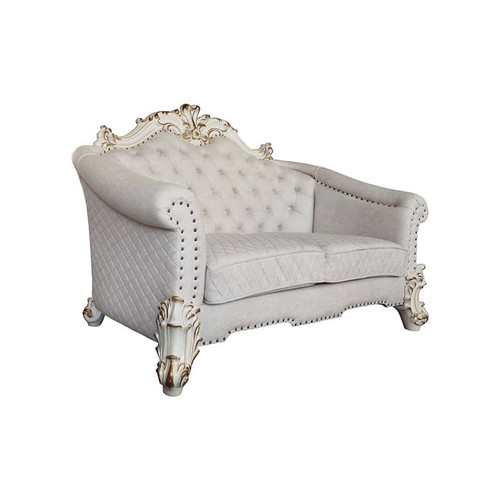 Acme Furniture Vendome II Ivory Antique Pearl Loveseat with Pillows