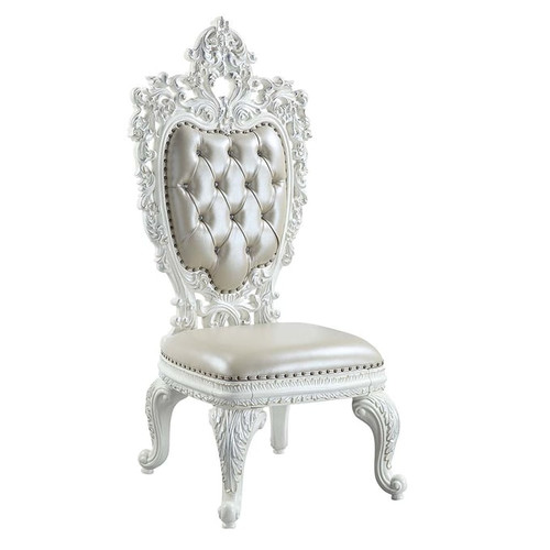 2 Acme Furniture Vanaheim Beige Antique White Side Chairs