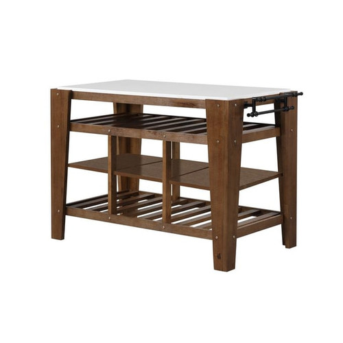 Acme Furniture Alaroa Rustic Brown Kitchen Island