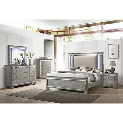 Acme Furniture Antares Light Gray Oak LED Beds