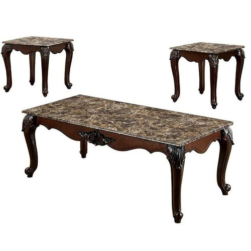 Furniture of America Colchester Dark Cherry 3pc Coffee Table Set