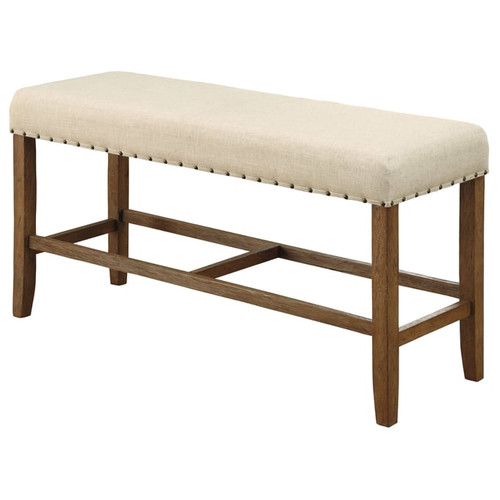 Furniture Of America Sania Ivory Rustic Oak Counter Height Bench