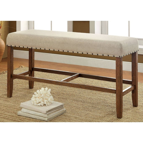 Furniture Of America Sania Ivory Rustic Oak Counter Height Bench