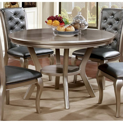 Furniture of America Amina Champagne Round Dining Table