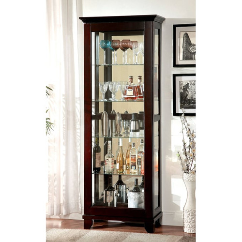 Furniture of America Ludden Dark Walnut Curio