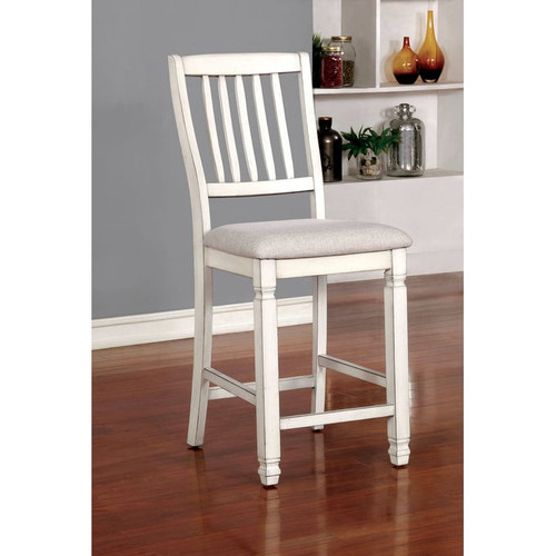 2 Furniture of America Kaliyah Antique White Counter Height Chairs