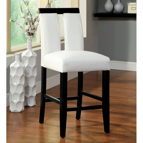 2 Furniture of America Luminar Black White Counter Height Chairs