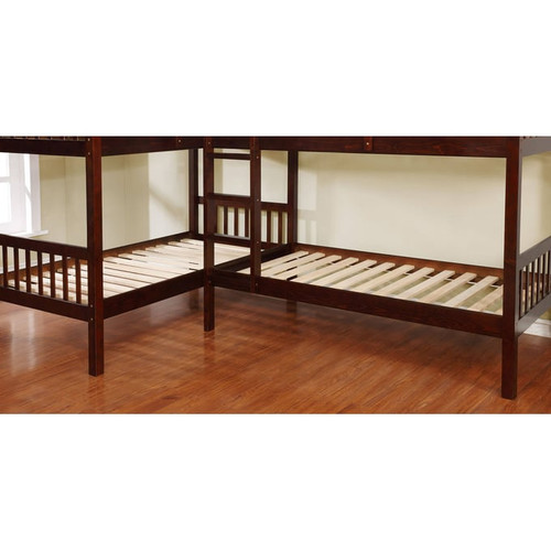 Furniture of America Marquette Dark Walnut Quadruple Twin Bunk Beds