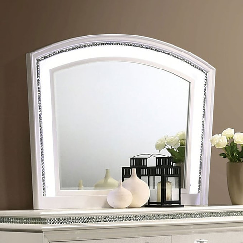 Furniture of America Maddie Pearl White Arched Mirror
