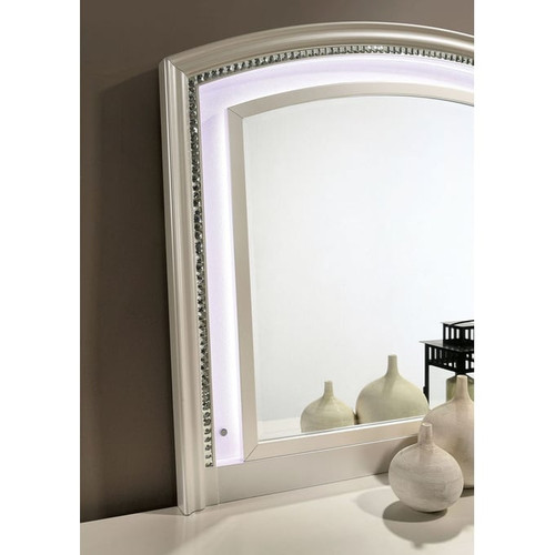Furniture of America Maddie Pearl White Arched Mirror