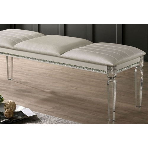 Furniture of America Maddie Pearl White Bench