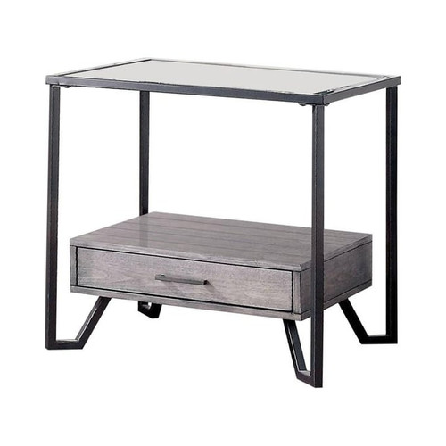 Furniture of America Ponderay Gray Black End Table