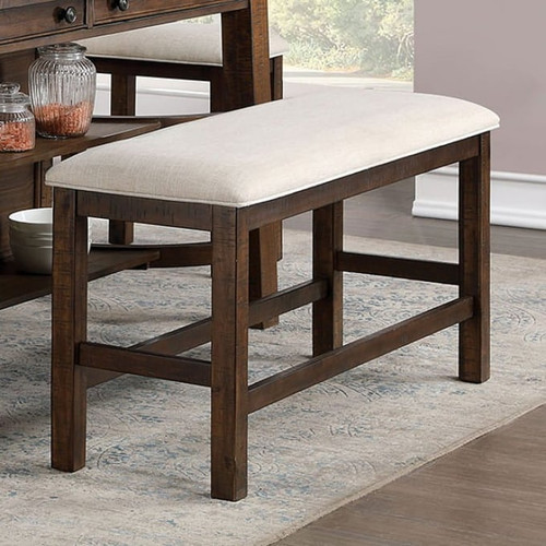 Furniture of America Fredonia Oak Beige Counter Height Bench