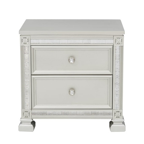 Home Elegance Bevelle Gray Gold Silver Champagne Night Stand