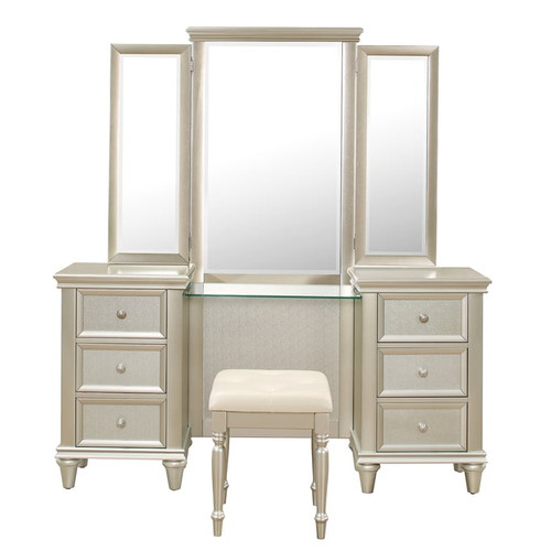 Home Elegance Celandine Gold Silver Vanity Dresser with Mirror