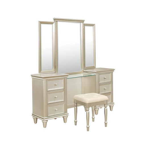 Home Elegance Celandine Gold Silver Vanity Dresser with Mirror