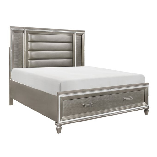 Home Elegance Tamsin Silver Grey Metallic Platform Beds