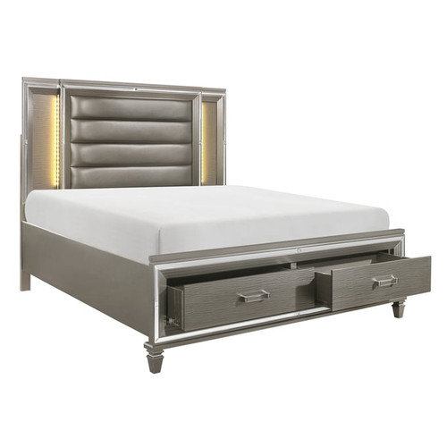 Home Elegance Tamsin Silver Grey Metallic Platform Beds