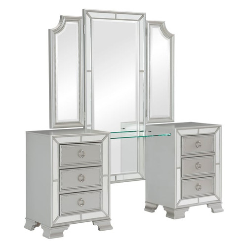 Home Elegance Avondale Gray Gold Silver Vanity Dresser with Mirror