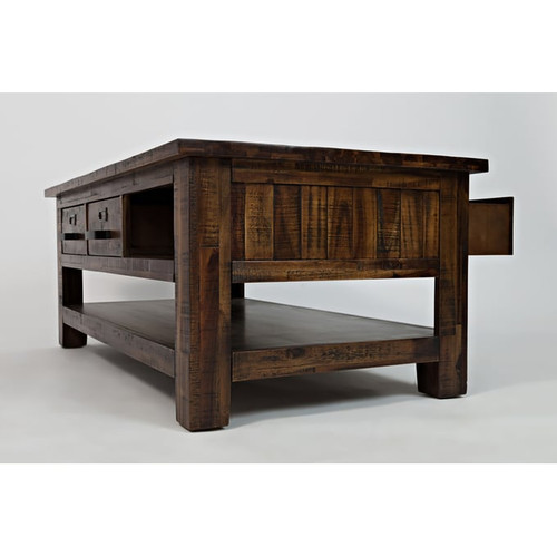 Jofran Furniture Cannon Valley Distressed Medium Brown Drawer Cocktail Table