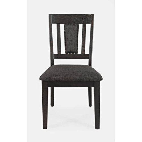 2 Jofran Furniture American Rustic Brown Upholstered Slat Back Chairs