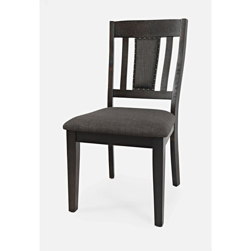2 Jofran Furniture American Rustic Brown Upholstered Slat Back Chairs