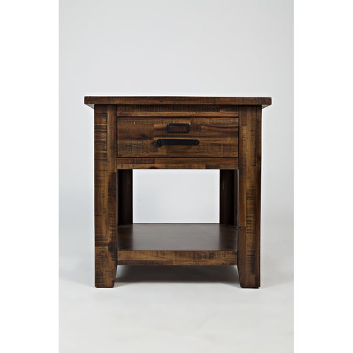 Jofran Furniture Cannon Valley Distressed Medium Brown End Table