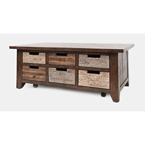 Jofran Furniture Painted Canyon Distressed Brown Box Cocktail Table
