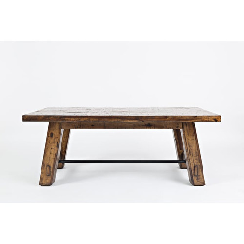 Jofran Furniture Cannon Valley Distressed Medium Brown Trestle Cocktail Table