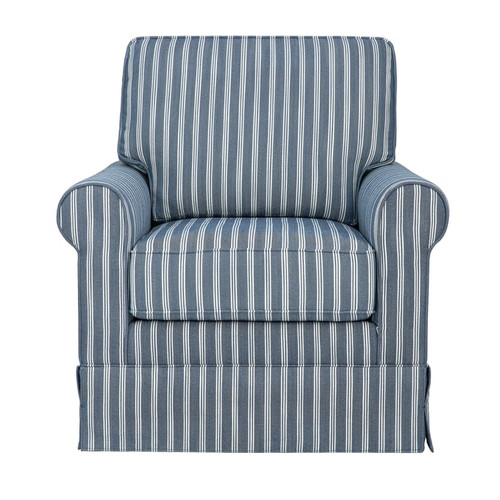 Jofran Furniture Riley Navy Striped Upholstered Skirted Swivel Accent Chair