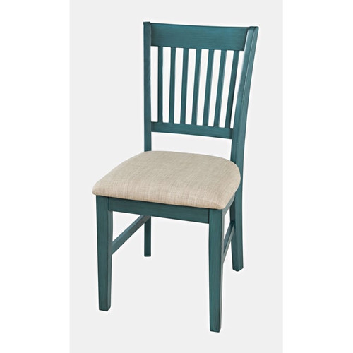 Jofran Furniture Craftsman Antique Blue Slat Back Upholstered Desk Chairs