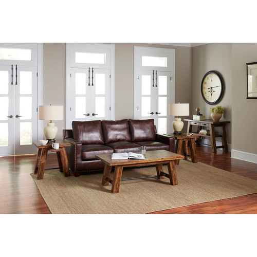 Jofran Furniture Cannon Valley Distressed Medium Brown Trestle Sofa Table