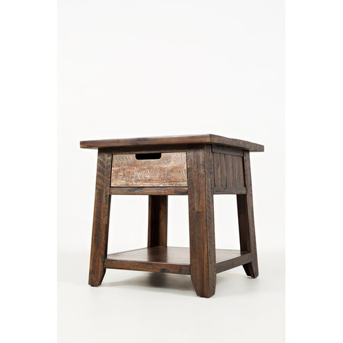 Jofran Furniture Painted Canyon Distressed Brown End Table